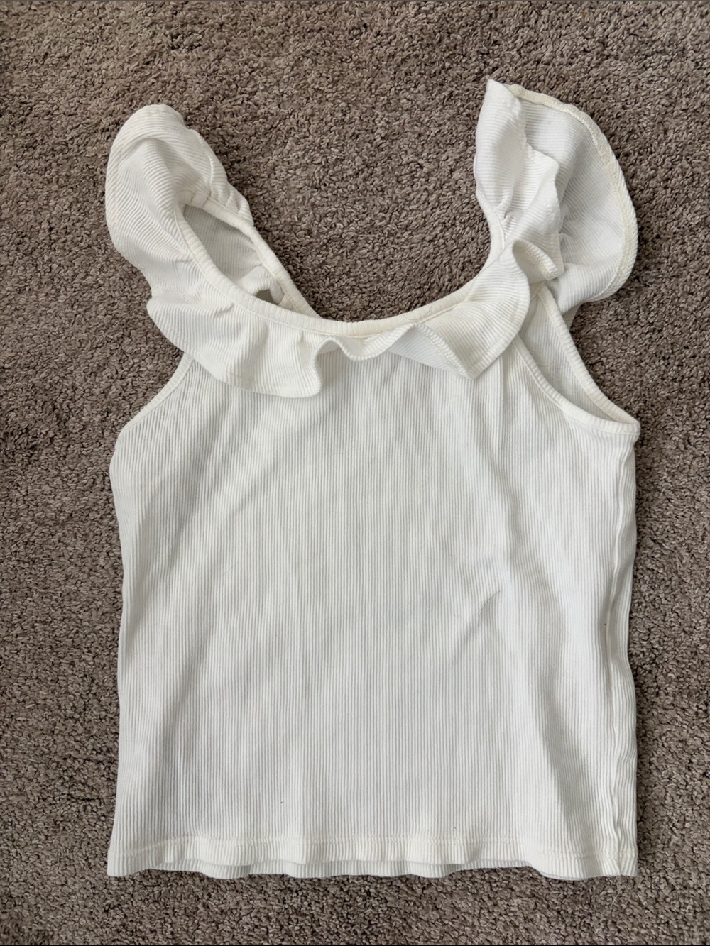 GAP White Ruffle-Trim Ribbed Tank Top - Picture 4 of 4